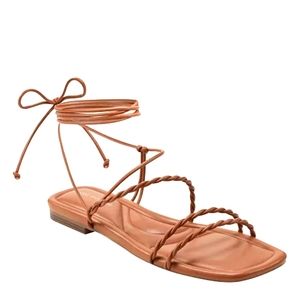Marc Fisher Women's Lakita Flat Sandal Size 8M Dark Natural